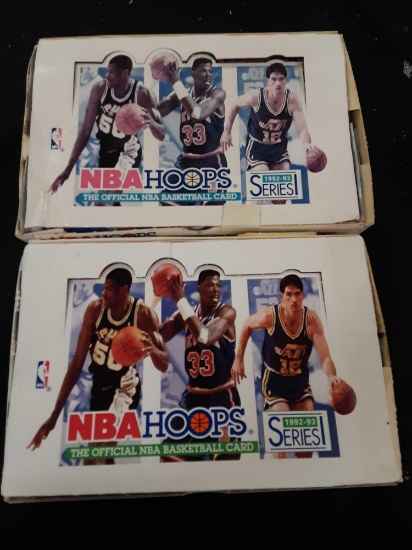 2 open boxes of NBA Hoops series 1 1992-93 basketball cards