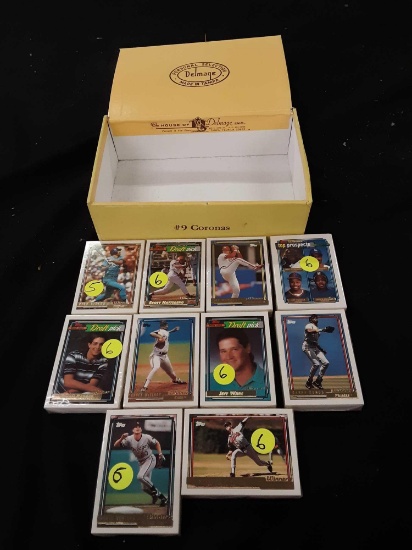 Cigar box of Topps baseball cards
