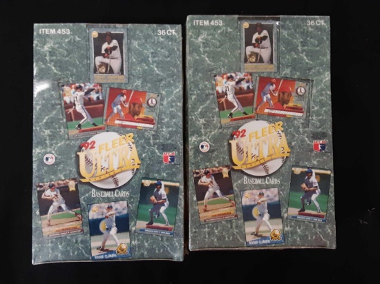 Two unopened boxes 1992 Fleer Ultra Series 1 baseball cards