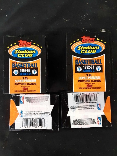 16 packs of Topps Stadium Club NBA basketball 1992-93 series 2 super premium picture cards