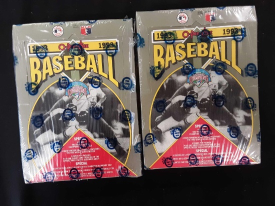 Two unopened boxes of 1993 O-Pee-Chee baseball cards