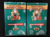 Two unopened boxes of major league baseball cards 1993 Upper Deck Fun Pack