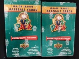 Two unopened boxes of major league baseball cards 1993 Upper Deck Fun Pack