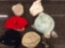Antique baby hats and plastic dish