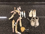 Antique doll parts and shoes