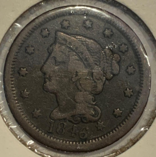 1846 Braided Hair Large Cent VF