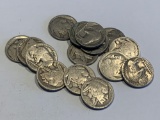 15 total non legible date Buffalo nickels