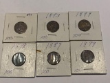 6x-1899,1893, 1899, 1891, 1887, and 1899 Indian head pennies