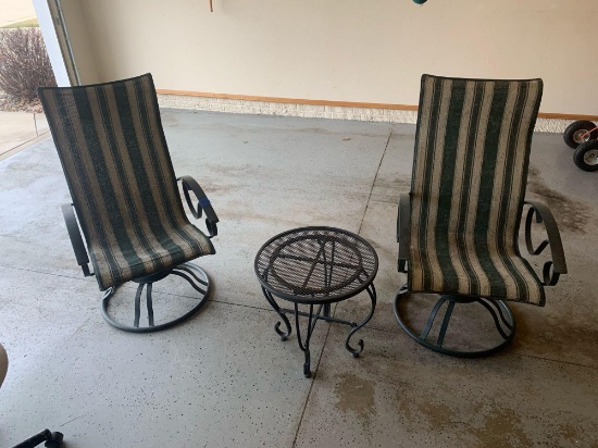 Out door chairs and end table metal