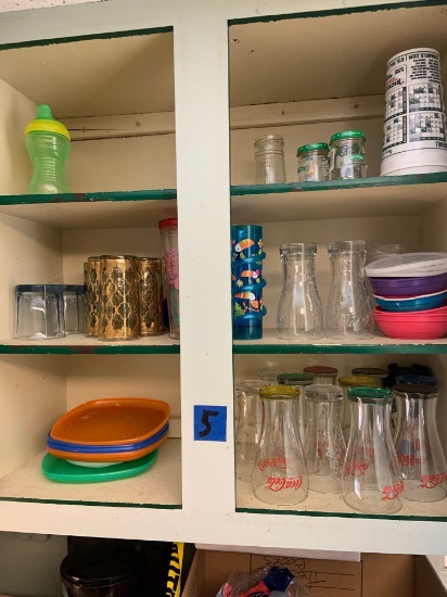 Cupboard of Dishes, Coca Cola Cups.