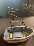 Row your boat basket with liner and rod iron pieces
