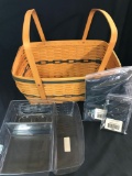 Large family picnic basket with protector divider handle tie and liner