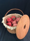 Apple basket with handmade lid and apples