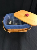 Sewing notions basket with two protectors one divider and lid