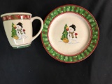 Snowman Christmas mug and plate