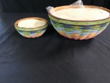 1995 summertime stripe Buffet and lid basket and buddy with lid basket