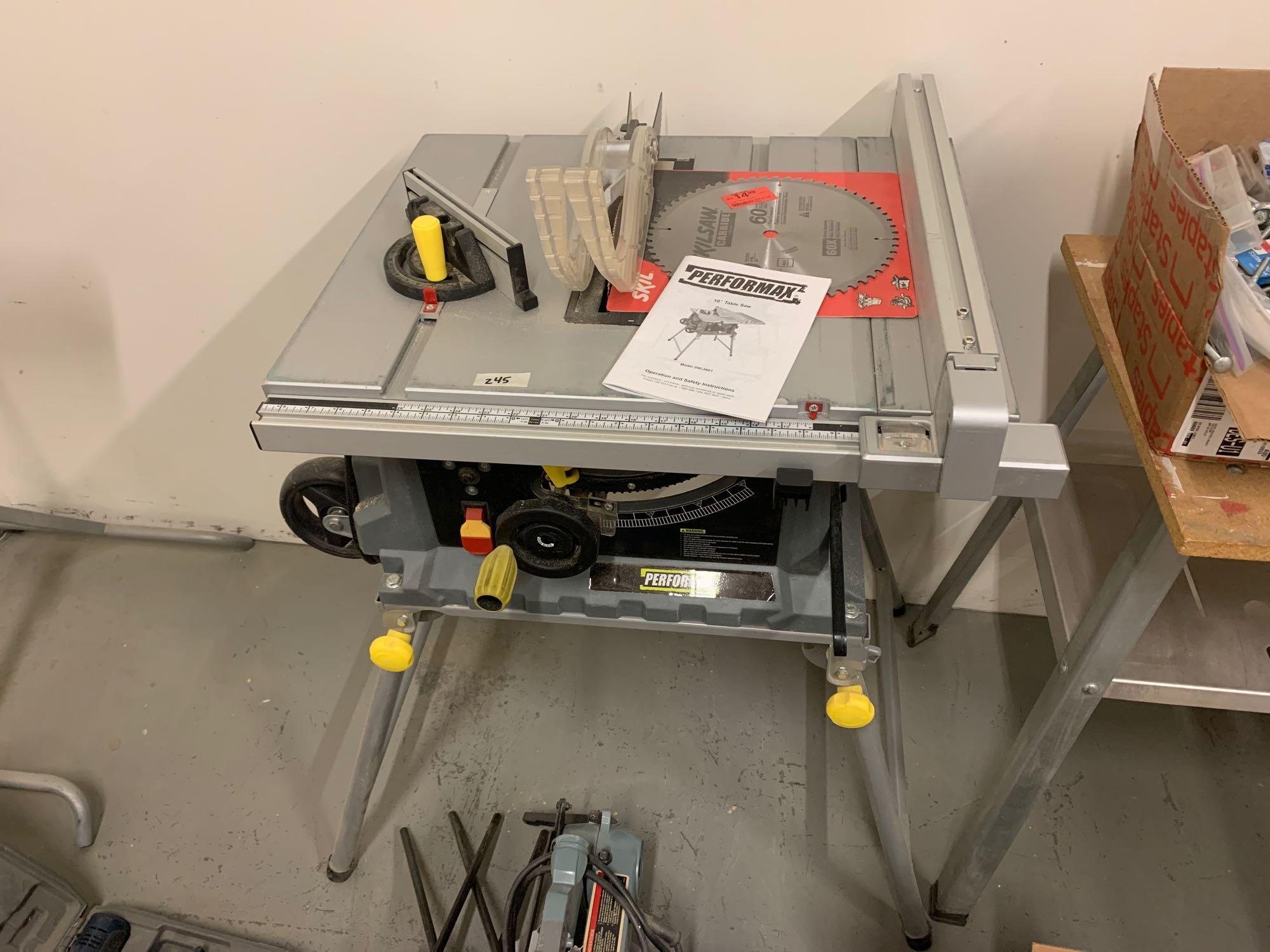 Performax table saw with stand and new blade Proxibid