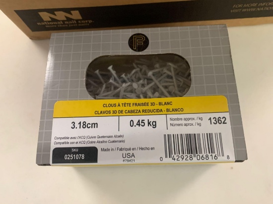 12 1lb boxes of 1-1/4 white trim nails