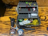 Fishing tackle box including hooks catfish bait pliers fishing line sinkers plus