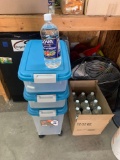 12 bottles of white Vinegar and rolling storage container
