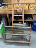 Wooden ladder and shelves
