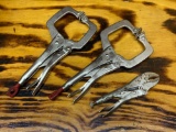 Milwaukee C clamp Vice grips and a vice grip pliers