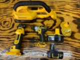 Dewalt 18 V half-inch impact, cordless cut out tool heavy duty cordless vacuum and three batteries