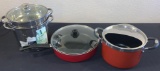 Pasta pots and large frying pan with lids