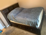 Whittier Wood Furniture brand Platform bed with electrical hook up and drawers underneath the secret