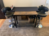 2 Barstools and mid top tool table