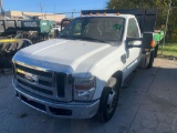 2008 Ford F350 6.8L Triton V 10 pickup with dump bed and Joe boxes on the side