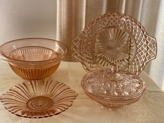Pink Glass Serving ware (5)