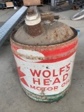 Wolfs head motor oil 5 gal can