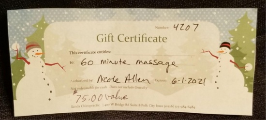 Chiropractic, Polk City 60 Minute Massage Expires 6-1-2021 Value $75.00