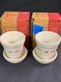 2 Small Flower Pots- Red
