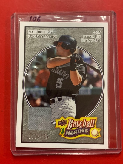 2008 upper deck Matt Holliday game worn jersey card 111 of 125