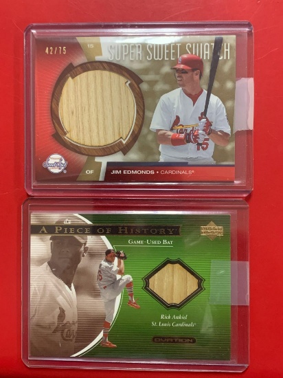 Jim Edmonds and Rick ankiel Game used bat baseball cards
