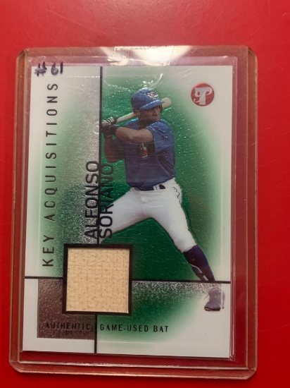 2004 topps Alfonso Soriano game used bat baseball card
