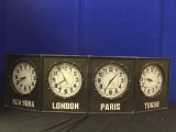 4 Clocks in one, approx 4 ft wide world clocks