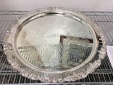 Serving tray appears to be silver plate