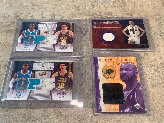 Karl Malone game worn jersey and game film Jason Kidd US basketball jersey card and Chris Paul, John