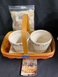 Early Blossoms Basket and Flower Pots 2 x $