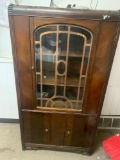 Antique cabinet with glass and storage doors below really cool piece