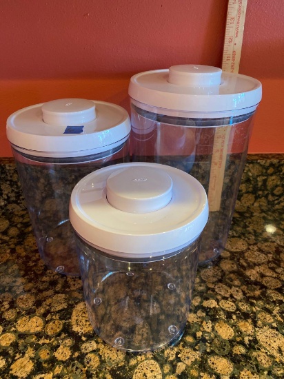Three Plastic Sealable Canisters
