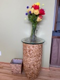 Tall woven Basket with Glass Top
