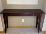 3 Drawer Dark Stained Entry Table