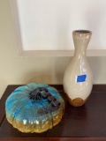 Glass Pumpkin and Ceramic Vase