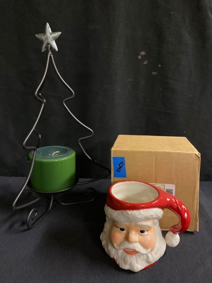 Santa Mug and Tree with Candle