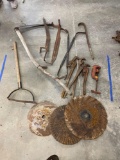 Antique tools, cye, disk blades plus