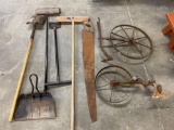 Yard tools hand saw and cultivator sections